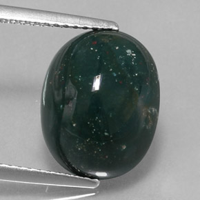 6.35 ct Green Bloodstone Gemstone, Bloodstone Gem in Oval Cabochon Shape for Sale.