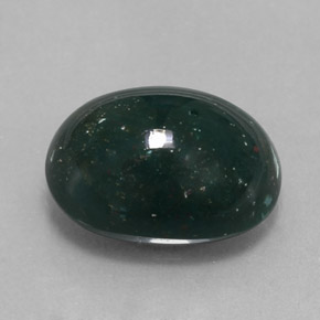 6.35 ct Green Bloodstone Stone, Natural Bloodstone in Oval Cabochon Shape for Sale