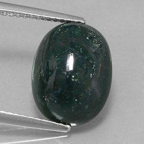 4.74 ct Green Bloodstone Gemstone, Bloodstone Gem in Oval Cabochon Shape for Sale.