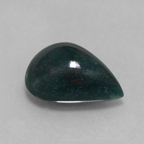 3.90 ct Green Bloodstone Stone, Natural Bloodstone in Pear Cabochon Shape for Sale