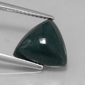 3.97 ct Green Bloodstone Gemstone, Bloodstone Gem in Trillion Cabochon Shape for Sale.