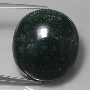 34.59 ct Green Bloodstone Gemstone, Bloodstone Gem in Oval Cabochon Shape for Sale.