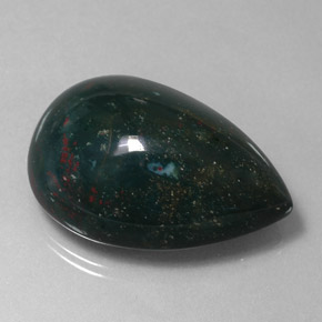 33.97 ct Green Bloodstone Stone, Natural Bloodstone in Pear Cabochon Shape for Sale
