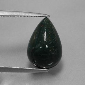 2.83 ct Green Bloodstone Gemstone, Bloodstone Gem in Pear Cabochon Shape for Sale.