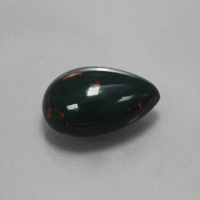3.23 ct Green Bloodstone Stone, Natural Bloodstone in Pear Cabochon Shape for Sale