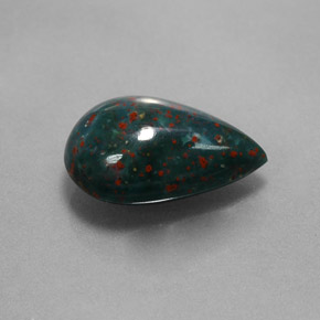 2.70 ct Green Bloodstone Stone, Natural Bloodstone in Pear Cabochon Shape for Sale