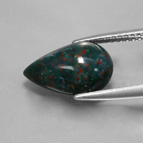 Bloodstone Gemstone in 12 x 8 mm (calibrated) Size for Sale, Bloodstone Stone in Spotted Green Color