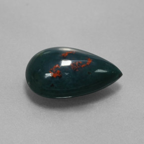 2.13 ct Green Bloodstone Stone, Natural Bloodstone in Pear Cabochon Shape for Sale