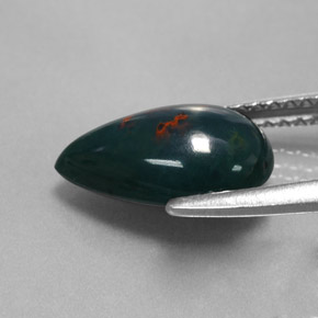 Bloodstone Gemstone in 11.5 x 7.2 mm Size for Sale, Bloodstone Stone in Spotted Green Color
