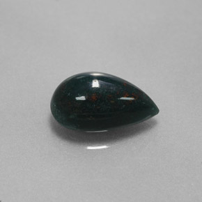 1.23 ct Green Bloodstone Stone, Natural Bloodstone in Pear Cabochon Shape for Sale