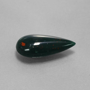 1.07 ct Green Bloodstone Stone, Natural Bloodstone in Pear Cabochon Shape for Sale