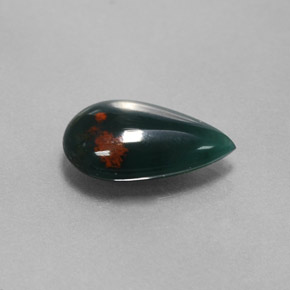 1.18 ct Green Bloodstone Stone, Natural Bloodstone in Pear Cabochon Shape for Sale