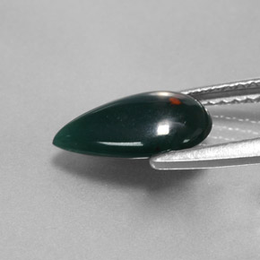 Bloodstone Gemstone in 10.3 x 6.4 mm Size for Sale, Bloodstone Stone in Spotted Green Color