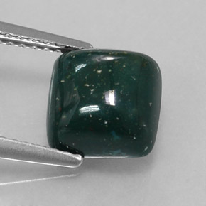 2.50 ct Green Bloodstone Gemstone, Bloodstone Gem in Cushion Cabochon Shape for Sale.