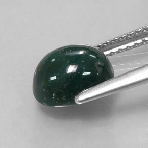 Bloodstone Gemstone in 8.3 x 6.8 mm Size for Sale, Bloodstone Stone in Spotted Green Color