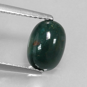 1.22 ct Green Bloodstone Gemstone, Bloodstone Gem in Oval Cabochon Shape for Sale.