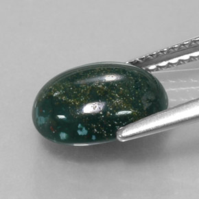 Bloodstone Gemstone in 10 x 8 mm (calibrated) Size for Sale, Bloodstone Stone in Spotted Green Color