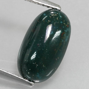 2.99 ct Green Bloodstone Gemstone, Bloodstone Gem in Oval Cabochon Shape for Sale.