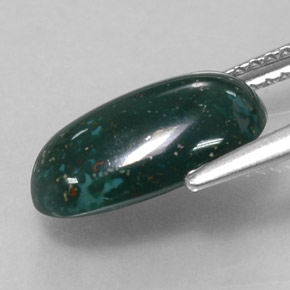 Bloodstone Gemstone in 12.5 x 7.3 mm Size for Sale, Bloodstone Stone in Spotted Green Color