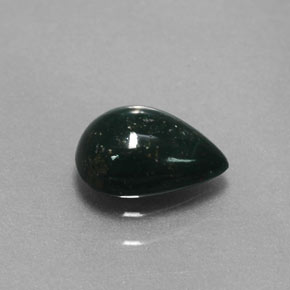 0.70 ct Green Bloodstone Stone, Natural Bloodstone in Pear Cabochon Shape for Sale