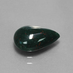 1.84 ct Green Bloodstone Stone, Natural Bloodstone in Pear Cabochon Shape for Sale