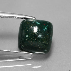 2.24 ct Green Bloodstone Gemstone, Bloodstone Gem in Cushion Cabochon Shape for Sale.