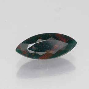 0.87 ct Green Bloodstone Stone, Natural Bloodstone in Marquise Facet Shape for Sale