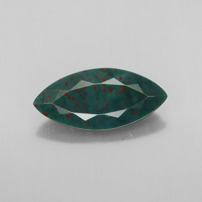 2.13 ct Green Bloodstone Gemstone, Bloodstone Gem in Marquise Facet Shape for Sale.