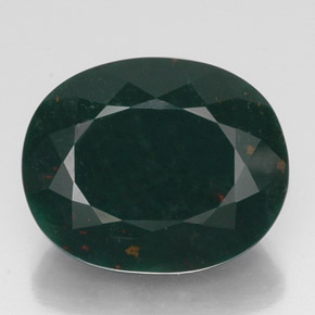 19.20 ct Green Bloodstone Gemstone, Bloodstone Gem in Oval Facet Shape for Sale.