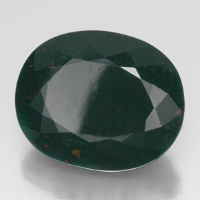 19.20 ct Green Bloodstone Stone, Natural Bloodstone in Oval Facet Shape for Sale