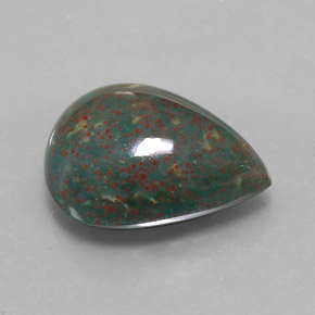 5.72 ct Green Bloodstone Stone, Natural Bloodstone in Pear Cabochon Shape for Sale