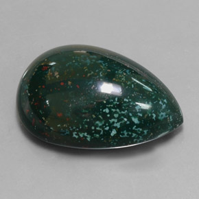 34.01 ct Green Bloodstone Stone, Natural Bloodstone in Pear Cabochon Shape for Sale
