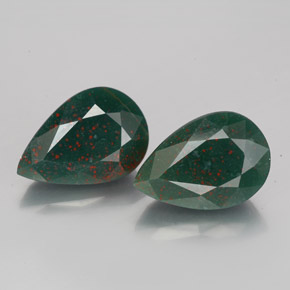 3.66 ct Green Bloodstone Gemstone, Bloodstone Gem in Pear Facet Shape for Sale.
