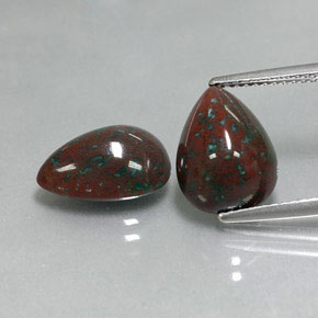 7.52 ct Green Bloodstone Gemstone, Bloodstone Gem in Pear Cabochon Shape for Sale.