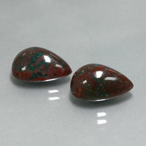 7.52 ct Green Bloodstone Stone, Natural Bloodstone in Pear Cabochon Shape for Sale