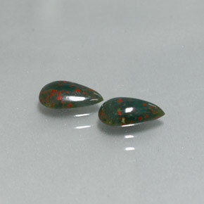 1.03 ct Green Bloodstone Stone, Natural Bloodstone in Pear Cabochon Shape for Sale