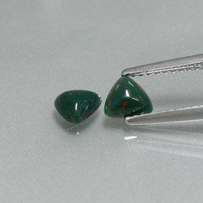 0.63 ct Green Bloodstone Gemstone, Bloodstone Gem in Trillion Cabochon Shape for Sale.