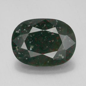8.41 ct Green Bloodstone Gemstone, Bloodstone Gem in Oval Facet Shape for Sale.