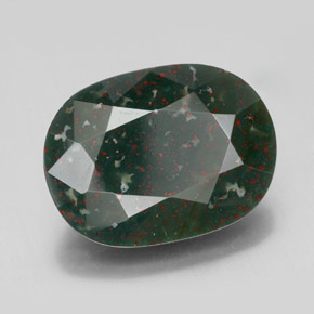 8.41 ct Green Bloodstone Stone, Natural Bloodstone in Oval Facet Shape for Sale