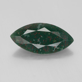 2.70 ct Green Bloodstone Gemstone, Bloodstone Gem in Marquise Facet Shape for Sale.