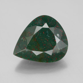 5.48 ct Green Bloodstone Gemstone, Bloodstone Gem in Pear Facet Shape for Sale.