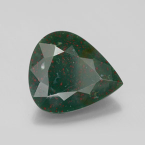 5.48 ct Green Bloodstone Stone, Natural Bloodstone in Pear Facet Shape for Sale