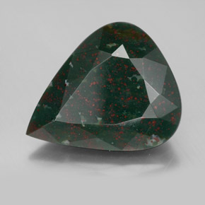 8.89 ct Green Bloodstone Stone, Natural Bloodstone in Pear Facet Shape for Sale