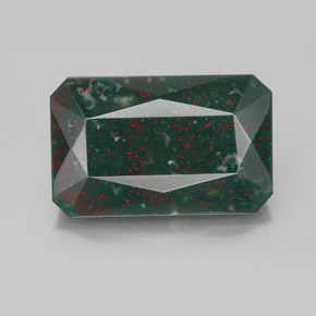 8.74 ct Green Bloodstone Gemstone, Bloodstone Gem in Octagon / Scissor Cut Shape for Sale.