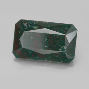 8.74 ct Green Bloodstone Stone, Natural Bloodstone in Octagon / Scissor Cut Shape for Sale