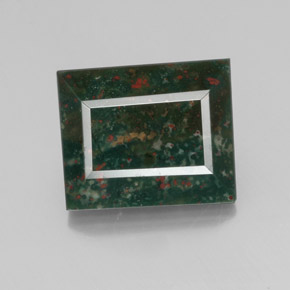 23.16 ct Green Bloodstone Gemstone, Bloodstone Gem in Baguette Facet Shape for Sale.
