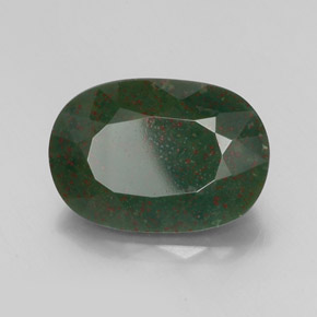 13.32 ct Green Bloodstone Stone, Natural Bloodstone in Oval Facet Shape for Sale