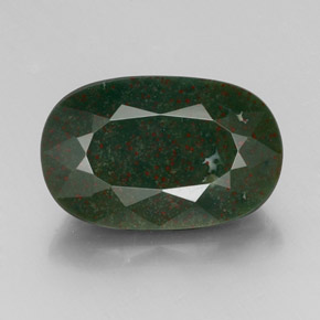14.75 ct Green Bloodstone Gemstone, Bloodstone Gem in Oval Facet Shape for Sale.