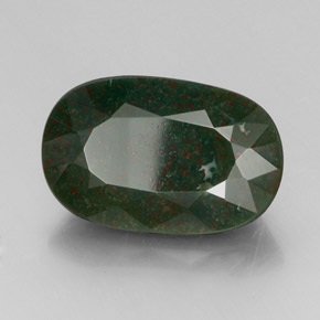 14.75 ct Green Bloodstone Stone, Natural Bloodstone in Oval Facet Shape for Sale