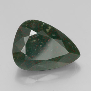 15.21 ct Green Bloodstone Stone, Natural Bloodstone in Pear Facet Shape for Sale